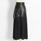 Leather patchwork contrasting half skirt