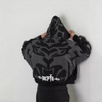 Gothic printed zipper hoodie