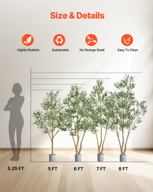 150cm Artificial Olive Tree With Black Pot, Tall Fake Tree With Natural Wood Trunk & Realistic Green Leaves And Fruits, Indoor Faux Plant For Home, Office, Living Room, Corner Decor