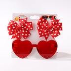 Kids' Accessories Printed Ribbed Ribbon Bow Hair Clip Sunglasses Set Headwear