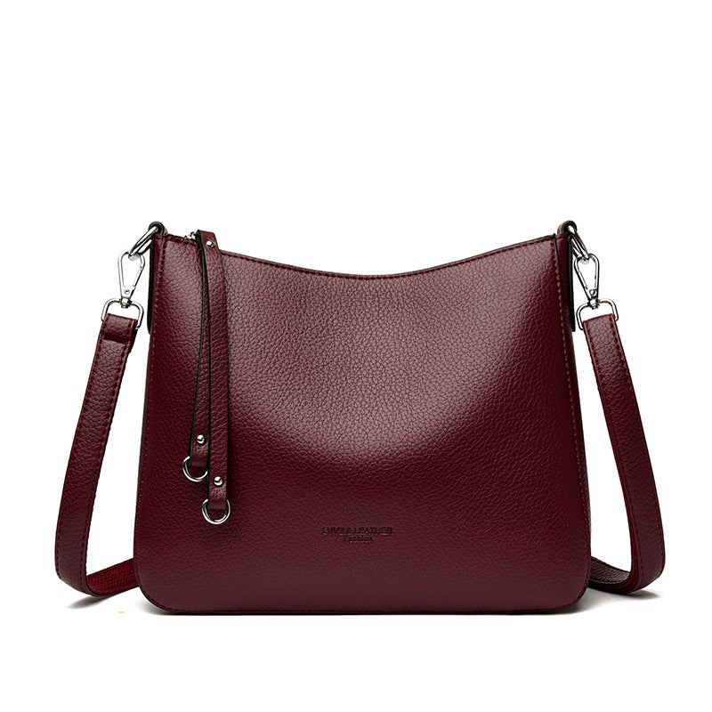 Fashionable Versatile Genuine Leather Women's Shoulder Crossbody Handheld Bag