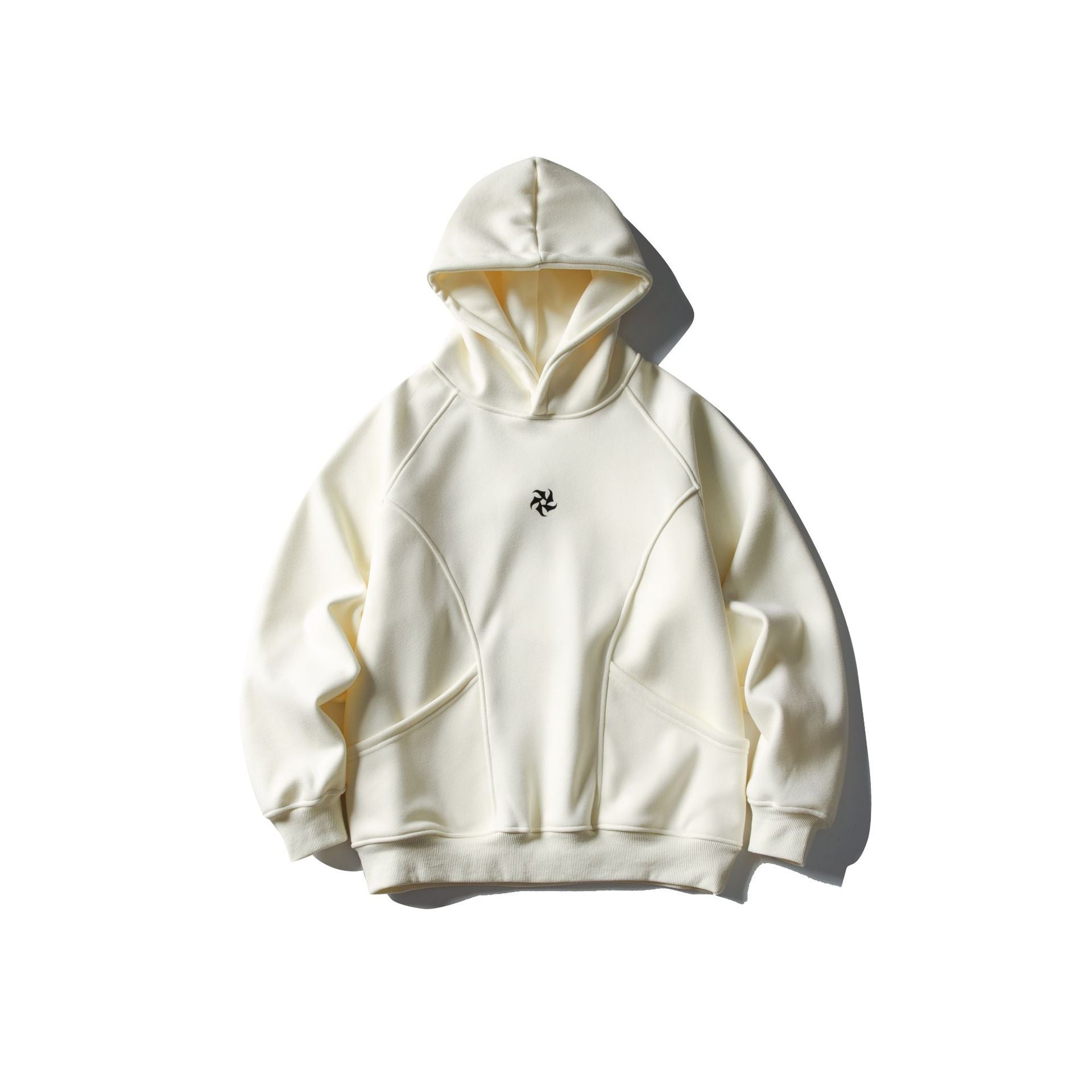 Printed Fleece Hoodie with  Cut and Large Pockets