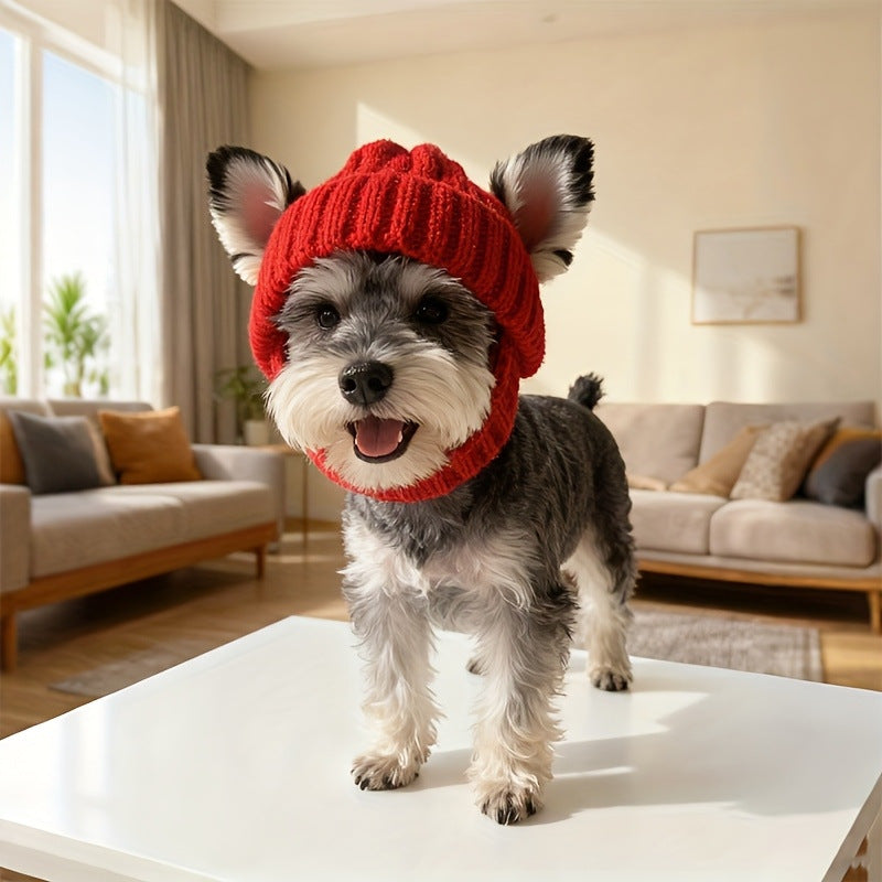 Autumn and Winter Warm and Windproof Halloween Knitted Fighting Dog Hat