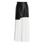 Leather patchwork contrasting half skirt