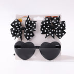 Kids' Accessories Printed Ribbed Ribbon Bow Hair Clip Sunglasses Set Headwear