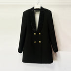 Socialite Style Deep V Green Fruit Collar Backless Heavy Embroidery Suit Coat