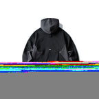 Hooded Color-Block Side Seam Pocket Printed Sweatshirt with Fleece Lining