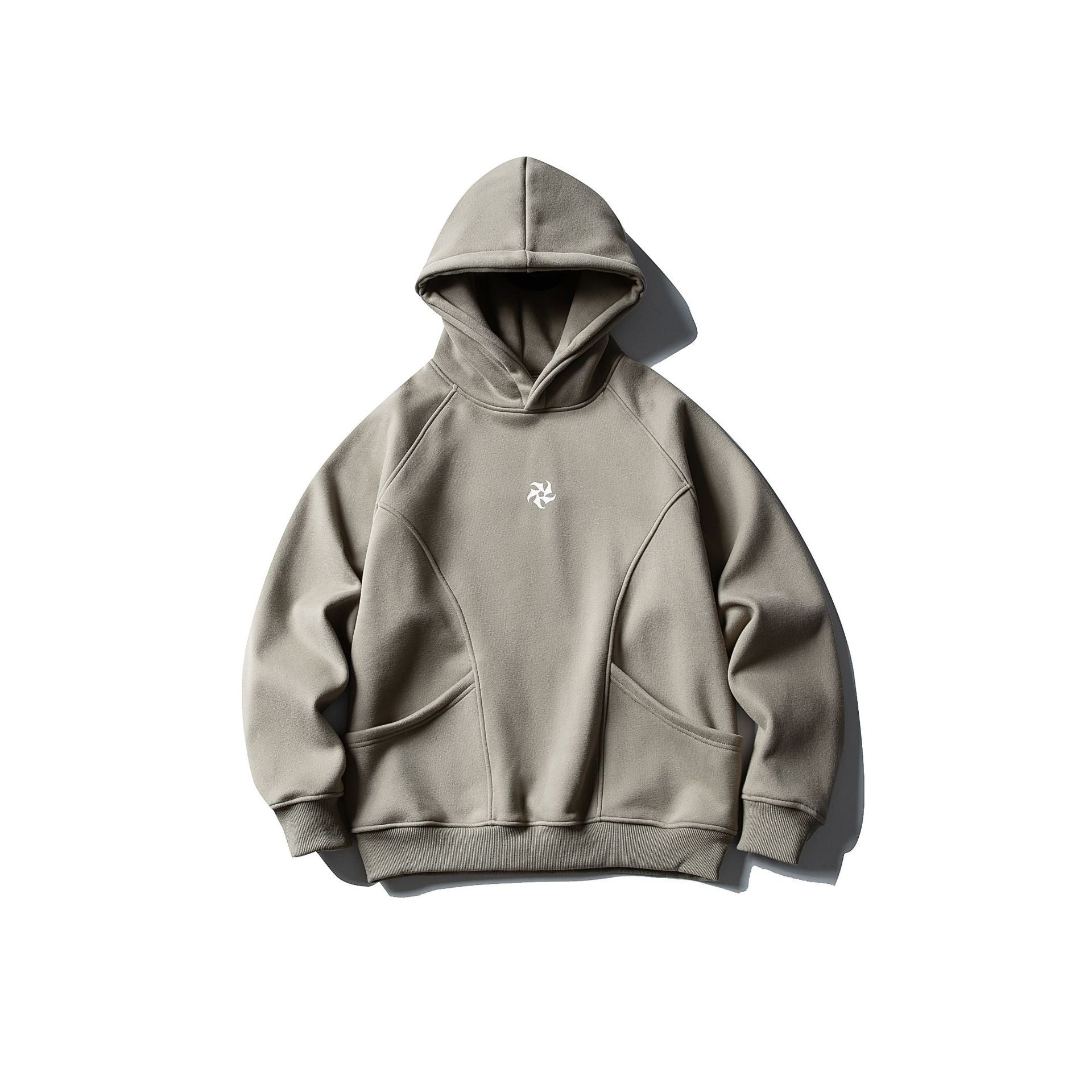 Printed Fleece Hoodie with  Cut and Large Pockets