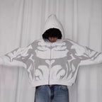 Gothic printed zipper hoodie