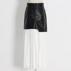 Leather patchwork contrasting half skirt