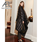 AEL Belt Down Jacket Women Winter Irregular Long Coat Fashion Parka Lady Streetwear High Quality