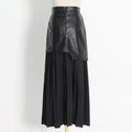 Leather patchwork contrasting half skirt
