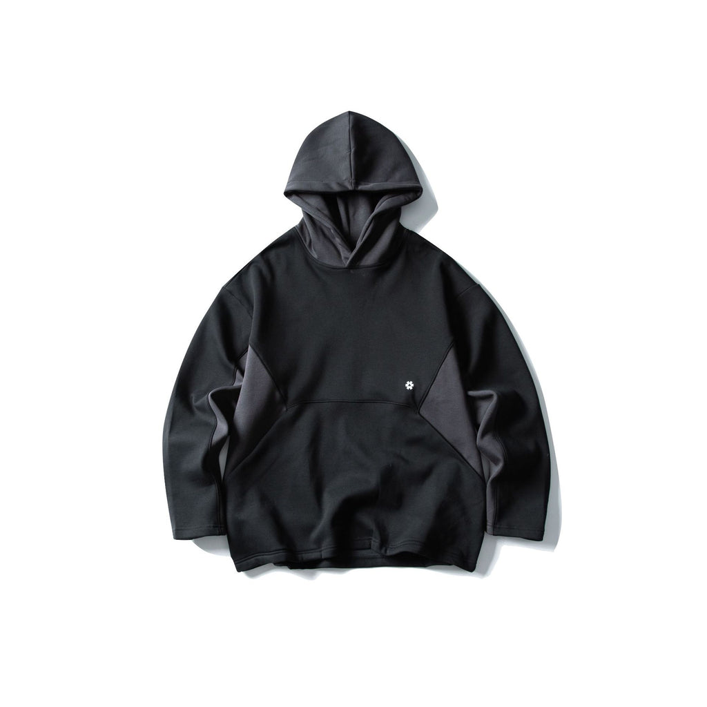 Hooded Color-Block Side Seam Pocket Printed Sweatshirt with Fleece Lining