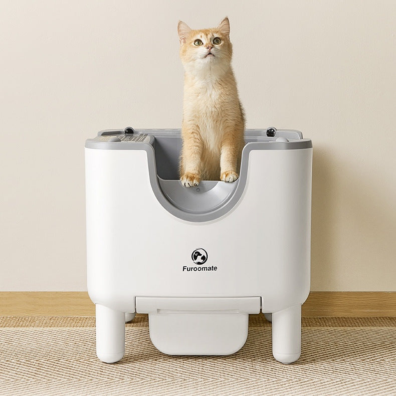 Smart Cat Litter Box Extra Large Fully Automatic Open-Style Self-Cleaning Cat Toilet for Cats