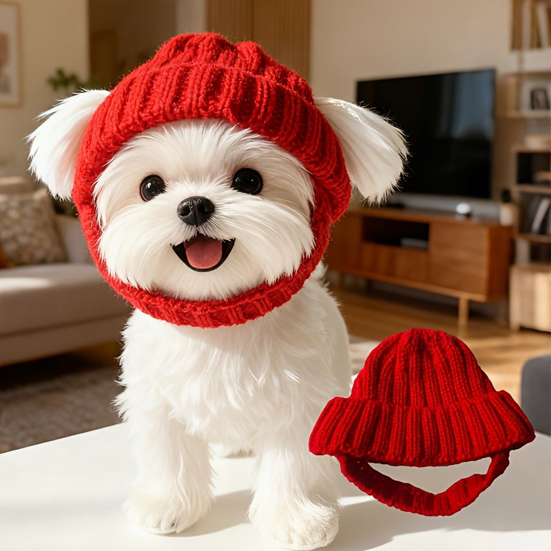 Autumn and Winter Warm and Windproof Halloween Knitted Fighting Dog Hat