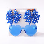 Kids' Accessories Printed Ribbed Ribbon Bow Hair Clip Sunglasses Set Headwear