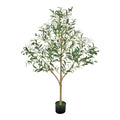 150cm Artificial Olive Tree With Black Pot, Tall Fake Tree With Natural Wood Trunk & Realistic Green Leaves And Fruits, Indoor Faux Plant For Home, Office, Living Room, Corner Decor
