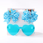 Kids' Accessories Printed Ribbed Ribbon Bow Hair Clip Sunglasses Set Headwear
