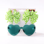 Kids' Accessories Printed Ribbed Ribbon Bow Hair Clip Sunglasses Set Headwear