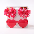 Kids' Accessories Printed Ribbed Ribbon Bow Hair Clip Sunglasses Set Headwear